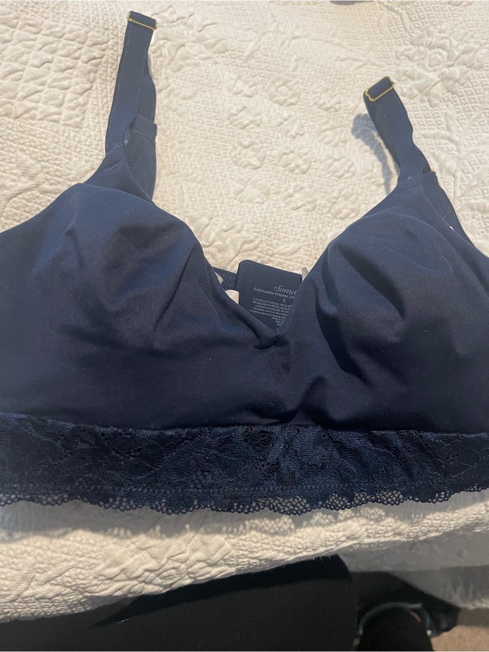 Soma Navy Lace-Trim Wireless Bralette